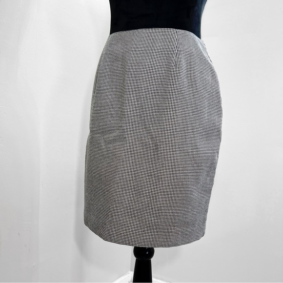 Vintage Mini Pencil Skirt Houndstooth Plaid Beautiful Condition Slit In Back - Picture 4 of 8